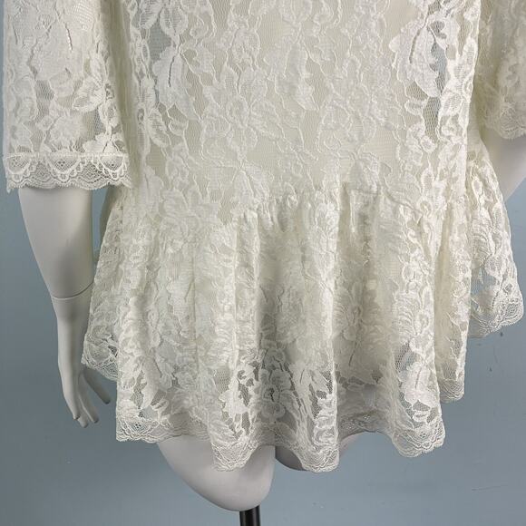 Free People Sheer Lace Tunic Shirt Top White Sz Small Whimsigoth Boho Gypsy - Picture 12 of 14